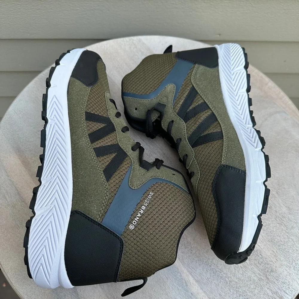 Swissbrand Armadyss Mens Hiking Boots Olive Green High Top Size 12 New